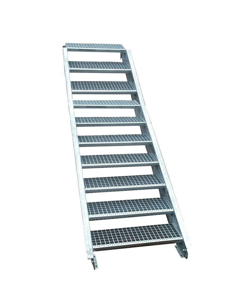 SRM Design Außentreppe 10 Stufen Stahltreppe 60 cm breit Geschosshöhe 150-200 cm inkl Zubehör