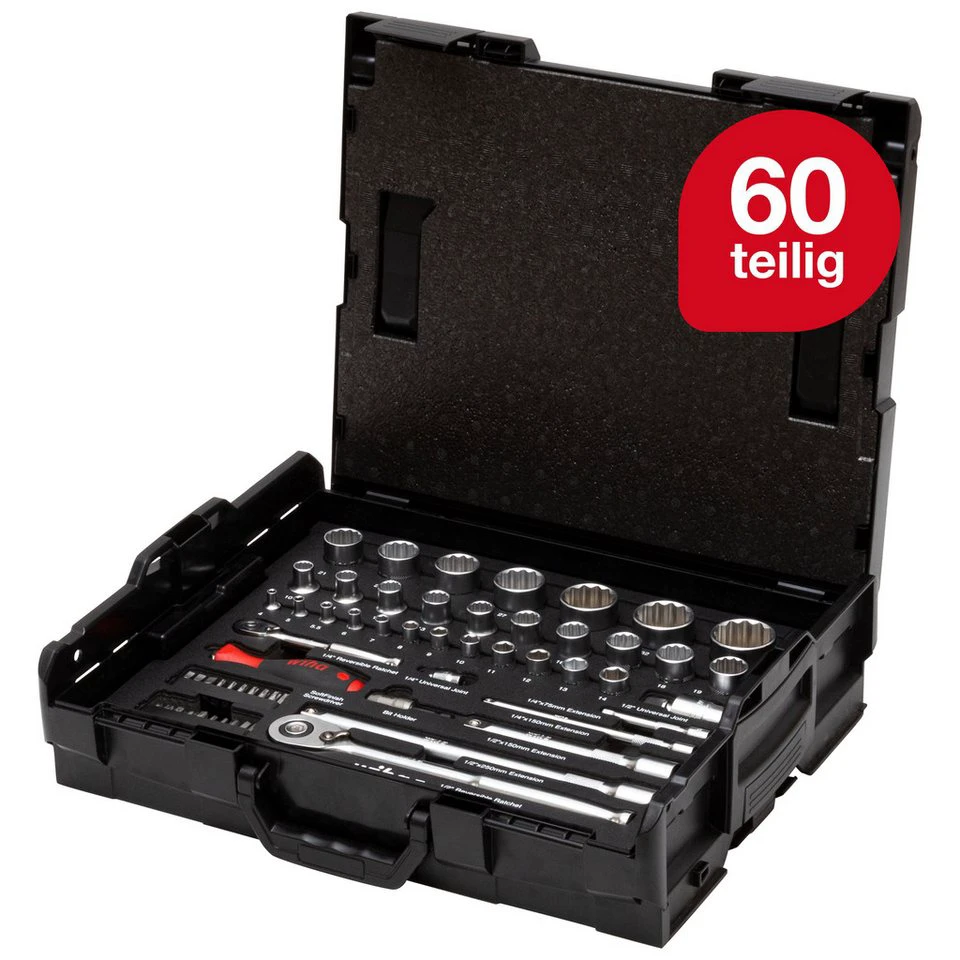 Wiha Steckschlüsselsatz (44685) 60-teilig mit Bit Set in L-Boxx