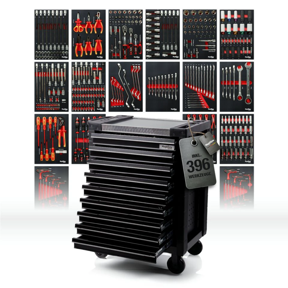 Mephisto-Tools Werkzeugwagen ProLine Full Black 9 Schubladen Chrom-Vanadium-Stahl 103,5 kg