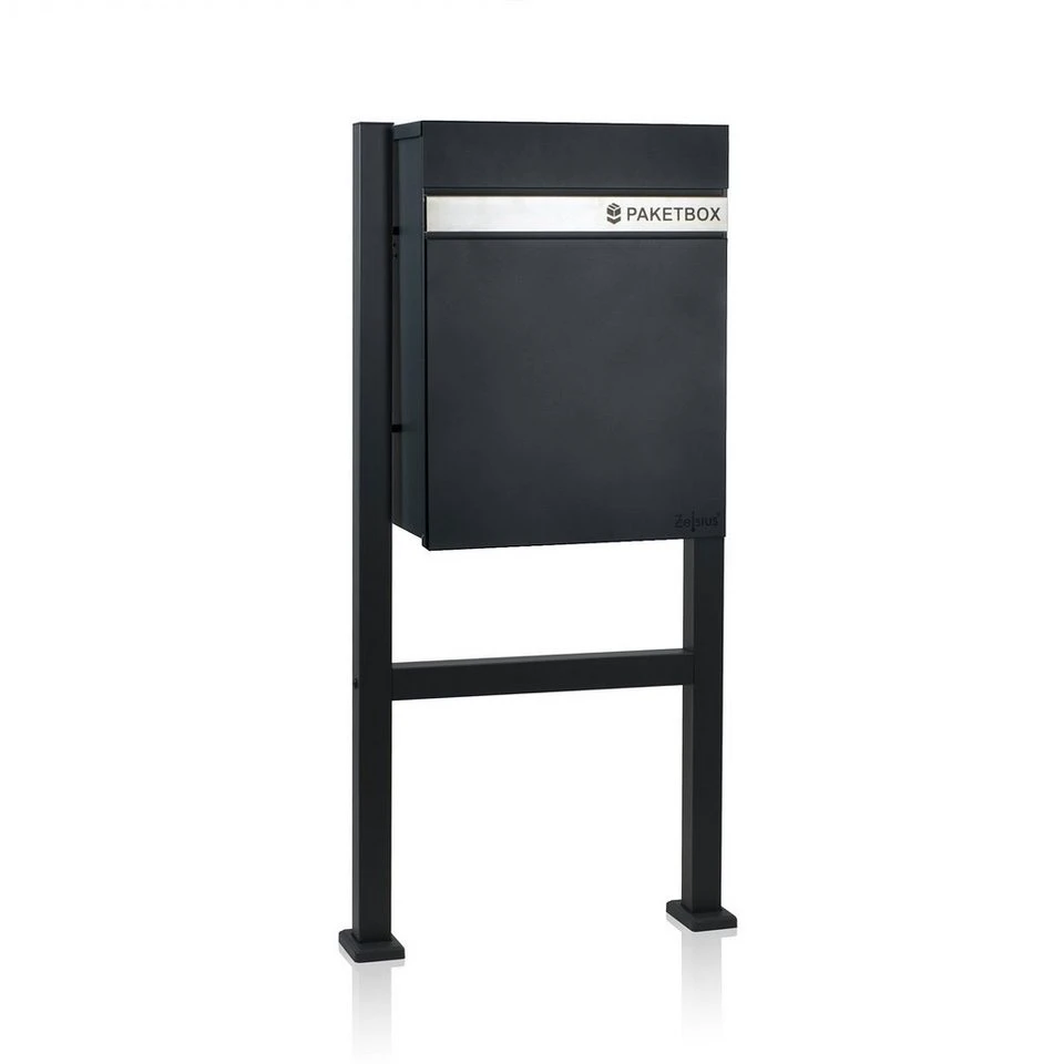 Zelsius Standbriefkasten Set Briefkasten Nil Ständer RAL 7016 Rückholsperre 2-teilig