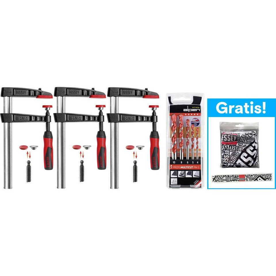 BESSEY Schraubzwinge Temperguss bis 6.000 N 2-Komponenten-Kunststoffgriff