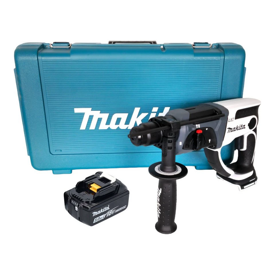 Makita Akku-Bohrhammer DHR 202 T1W 18 V 20 mm 2,0 J weiß 1x Akku 5,0 Ah Koffer ohne Lader