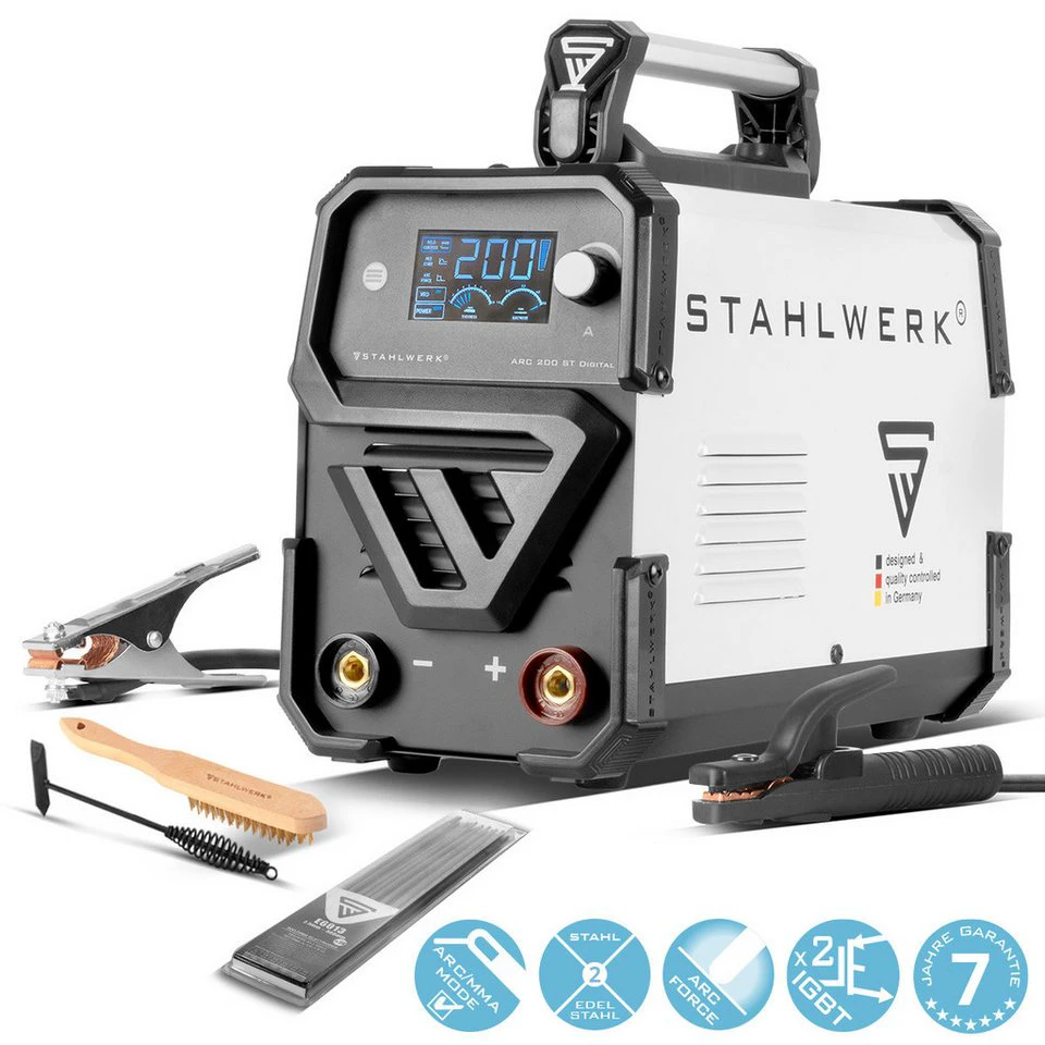 STAHLWERK Inverterschweißgerät ARC 200 ST Digital MMA IGBT 20-200 A