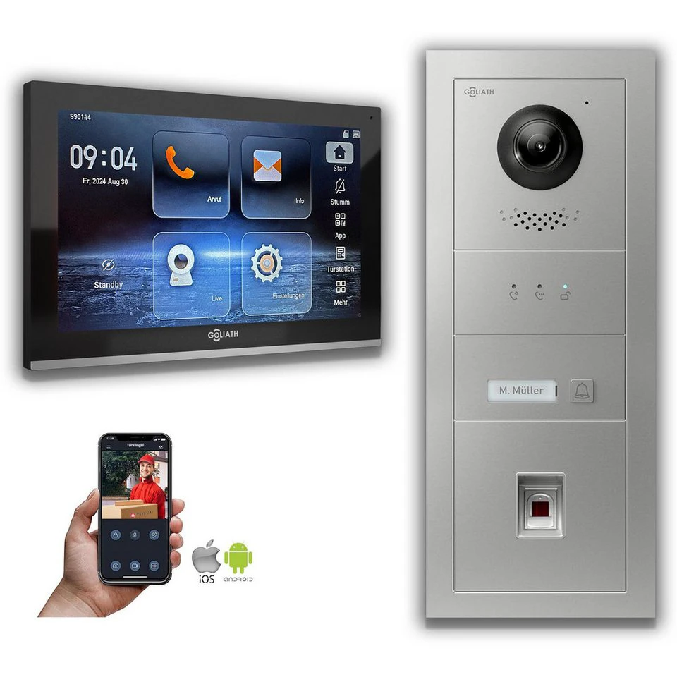Goliath Intercom GL-IPH130 IP-Video-Türsprechanlage 10 Zoll Fingerprint Kamera