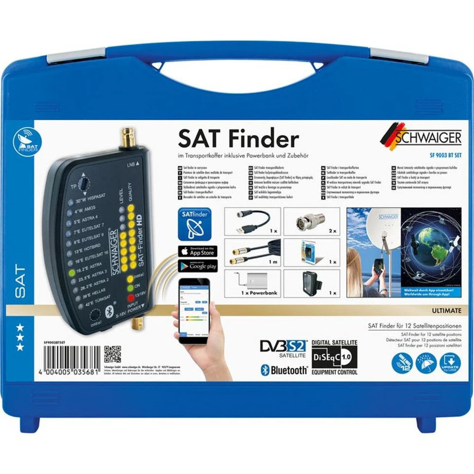 Schwaiger Sat Finder SF9003BTSet HD Set im Transportkoffer