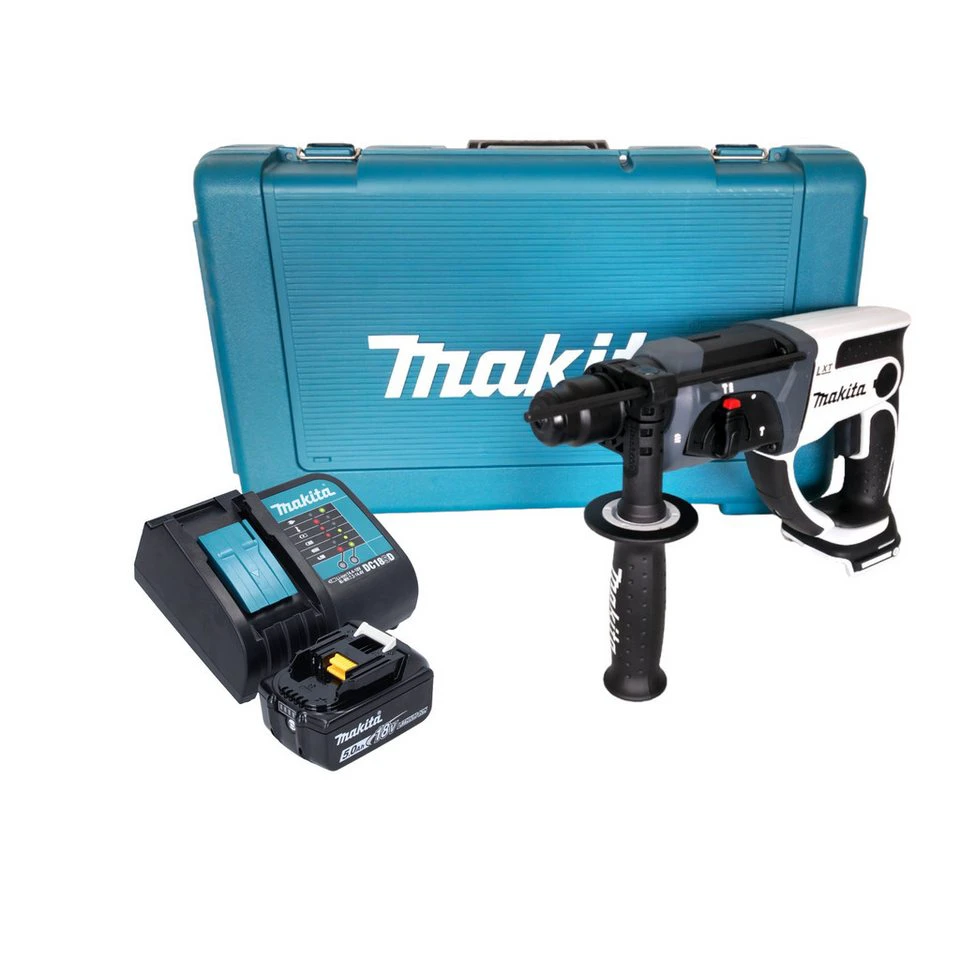 Makita Akku-Bohrhammer DHR 202 ST1W 18 V 20 mm 2,0 J weiß Akku 5,0 Ah Lader Koffer