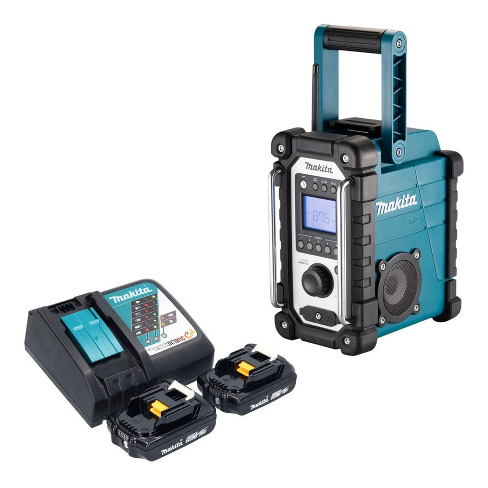 Makita DMR 116 Baustellenradio 14,4 - 18 V AM FM AUX 2x Akku 2,0 Ah Ladegerät