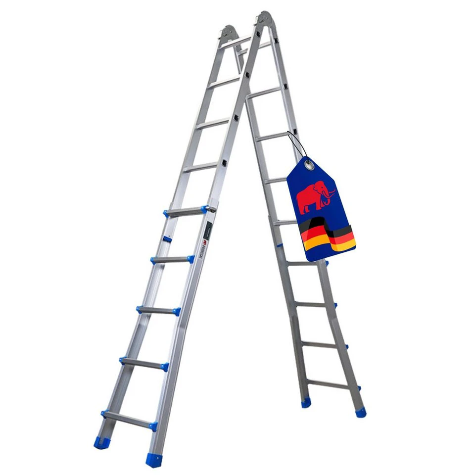 PROREGAL® Vielzweckleiter APOLLO 3-in-1 Aluminium 4x5 Sprossen 4,8 m 150 kg Silber