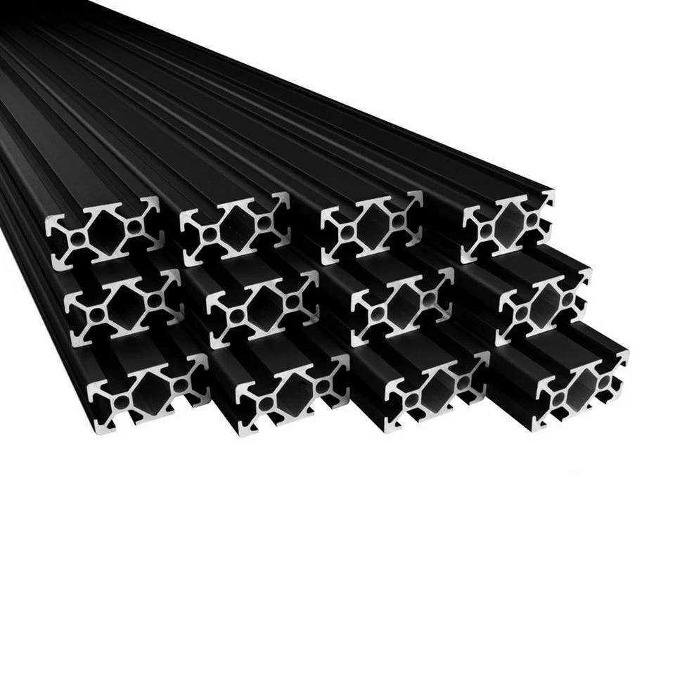 tktrading24 Alu Profil 20x40mm 12 Stück 2m System Konstruktionsprofil Nut 6 schwarz