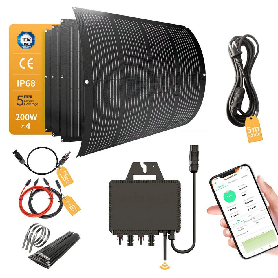 enjoy solar Balkonkraftwerk RC MI2S-800D 800W 4x 200W flexible Solarmodule