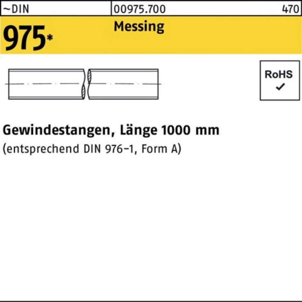 Reyher Gewindestange 009757000050000 100er Pack DIN 975 M 5 x 1000 mm Messing
