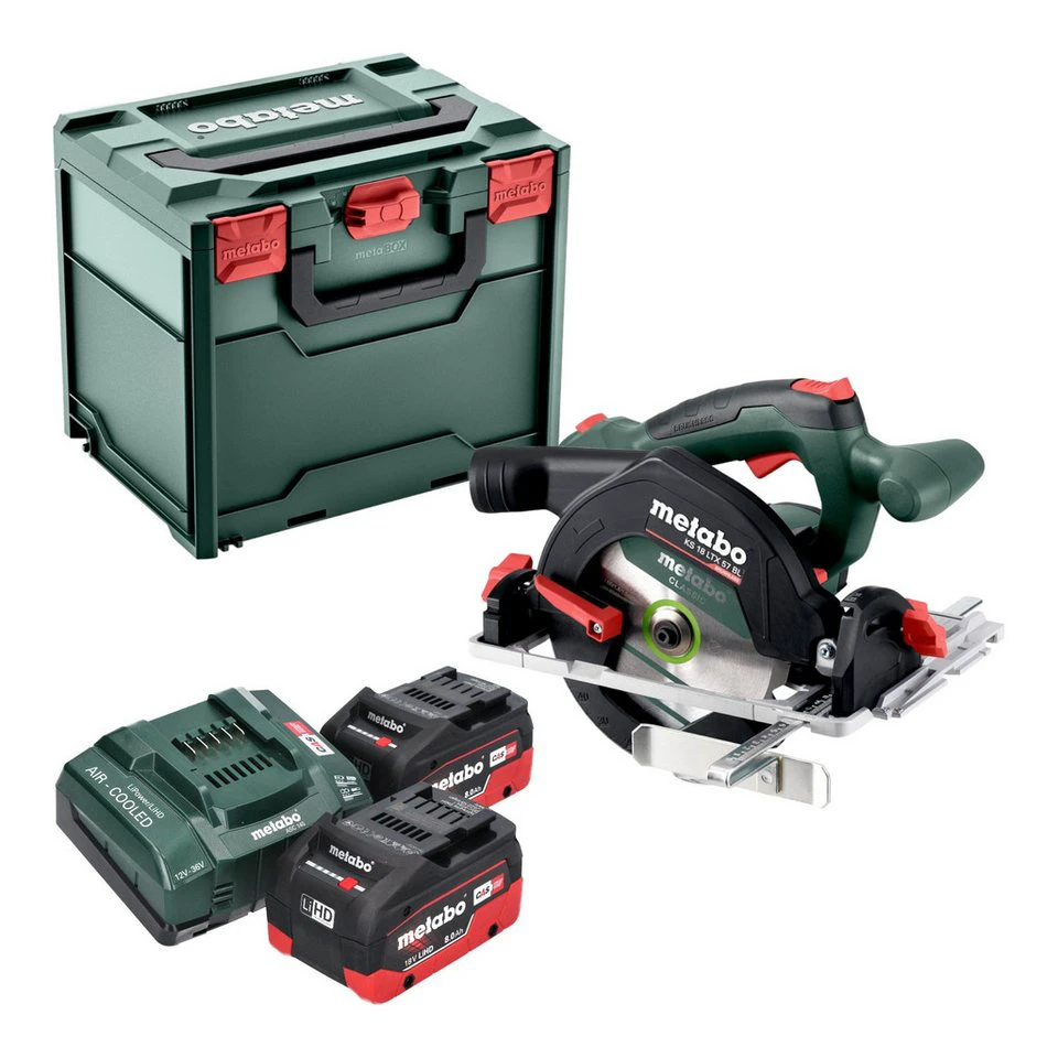 Metabo Kompakt-Handkreissäge KS 18 LTX 57 BL 18V 57 mm 2x LiHD Akku 8,0 Ah Lader metaBOX