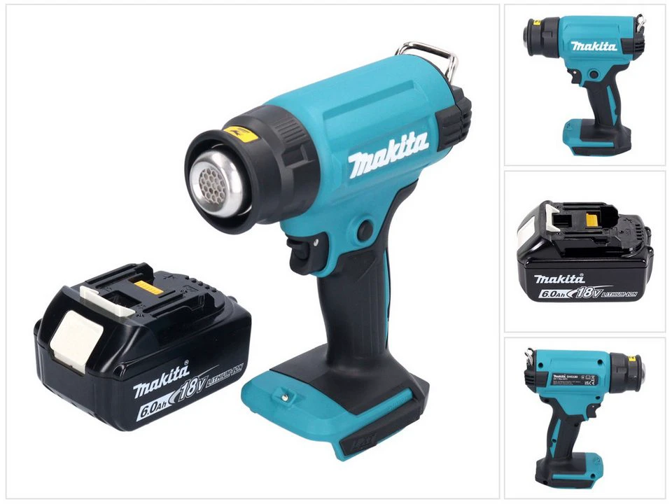 Makita Heißluftgebläse DHG 180 Akku 18 V 550 °C mit 6,0 Ah Akku ohne Ladegerät