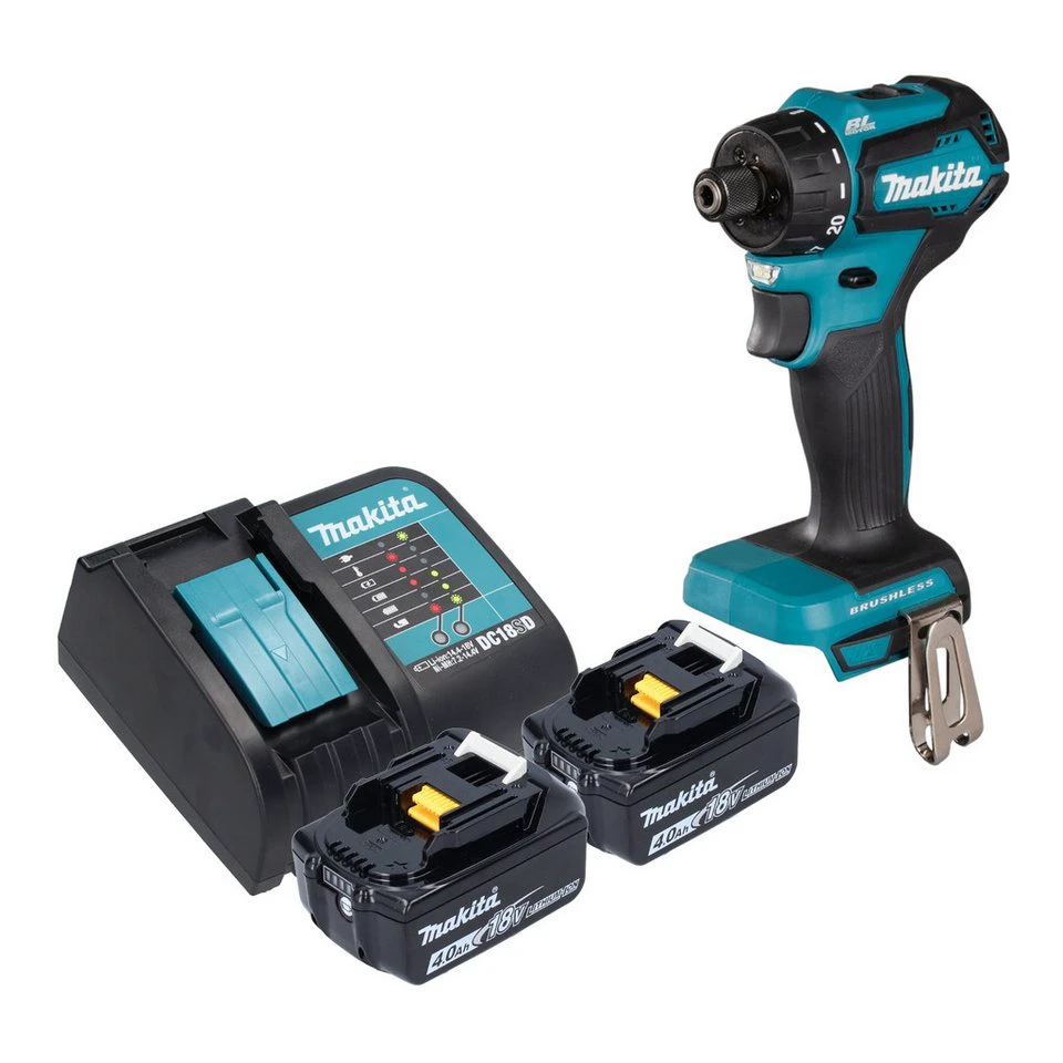 Makita Akku-Bohrschrauber DDF 083 18 V 40 Nm 1/4" 2 Akkus 4,0 Ah Ladegerät