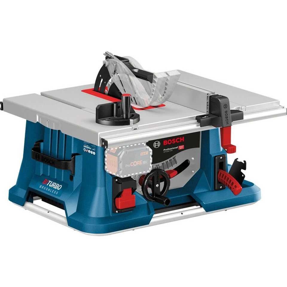 Bosch Professional PRO Akku-Tischkreissäge BITURBO GTS 18V-216 solo mit Arbeitstisch GTA 560