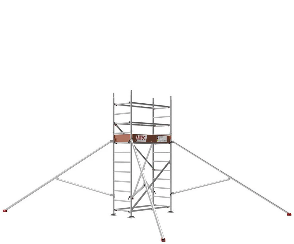 ALTEC Aluminium Fahrgerüst Rollfix 2.0 Fußplatten Dreieckausleger Made in Germany Arbeitshöhe 10 Meter