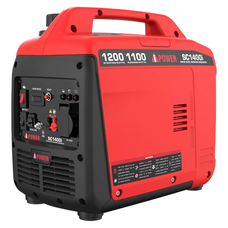 A-iPower SC1400i Stromerzeuger 1,2 kW Benzin Inverter mit 230V Steckdosen und USB