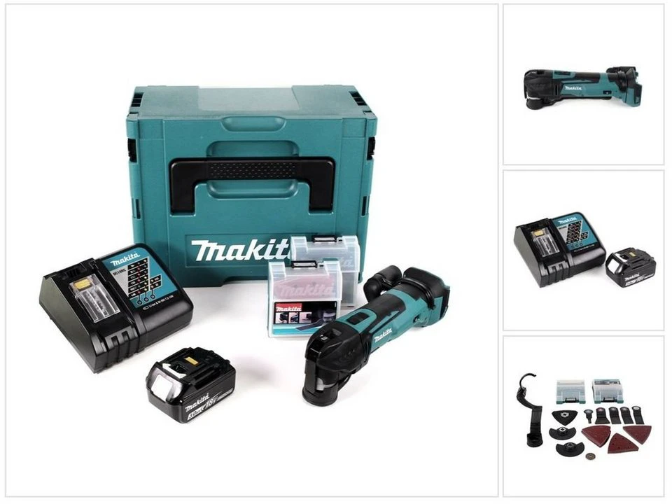 Makita Akku-Multifunktionswerkzeug DTM 51 RF1JX2 18 V mit Akku 3,0 Ah Ladegerät