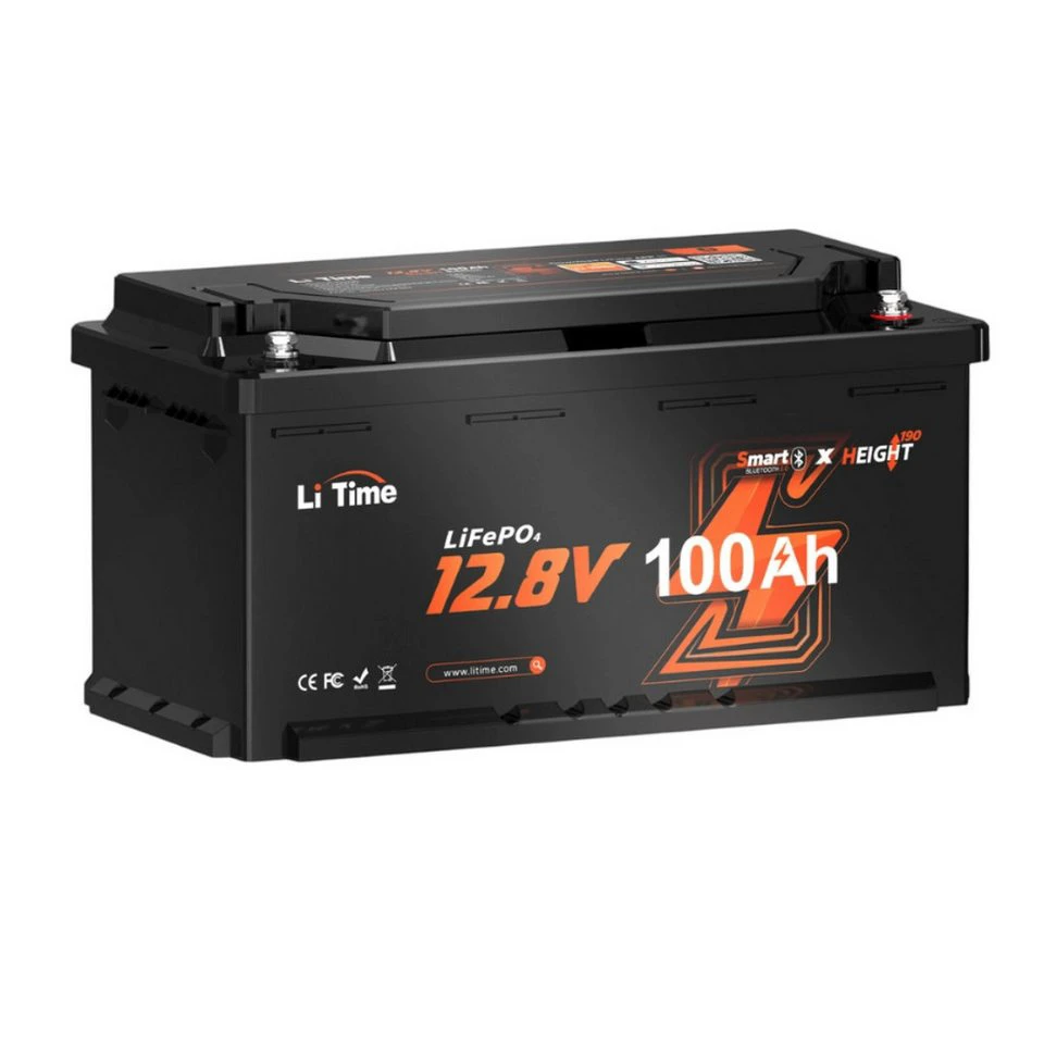 LiTime 12V 100Ah H190 Smart LiFePO4 Batterie mit Bluetooth und BMS