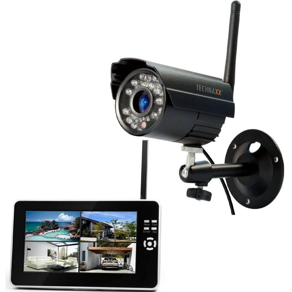 Technaxx Easy Security Camera Set TX-28 Überwachungskamera kabellos wetterfest Outdoor Funkkamera schwarz