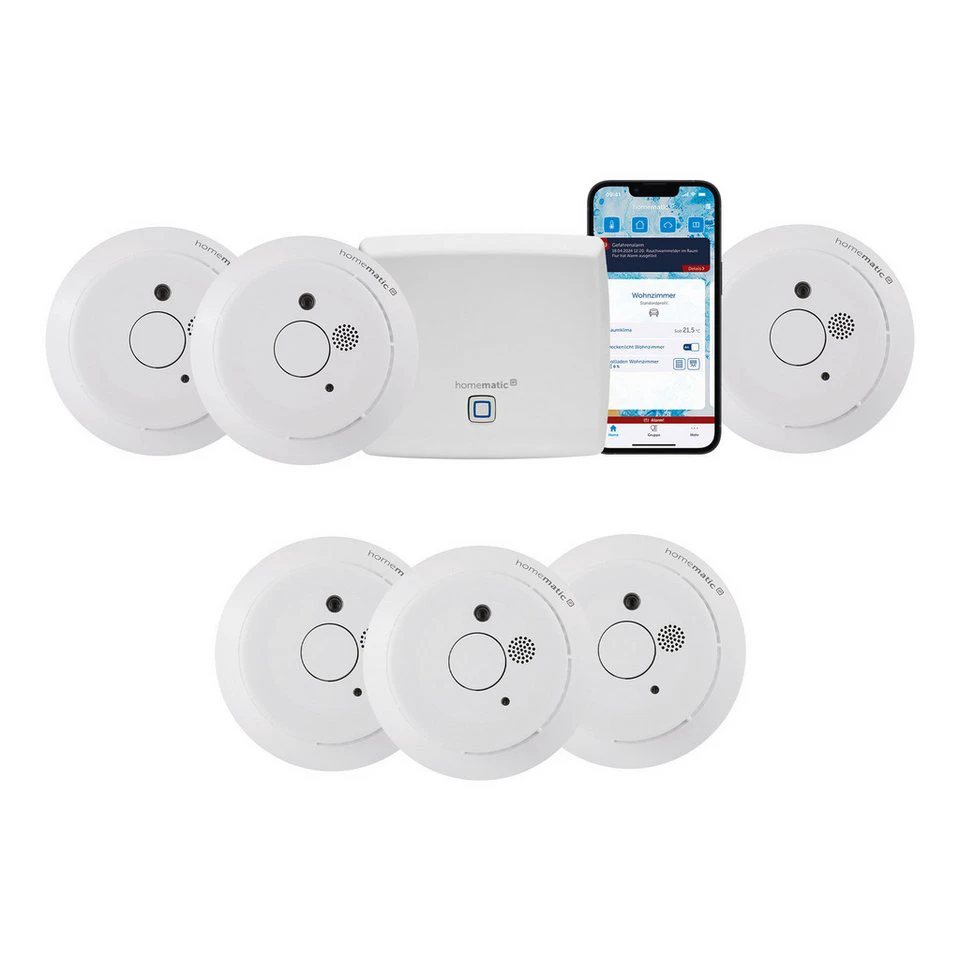 Homematic IP Starter Set Rauchwarnmelder mit 3 zusätzlichen Funk-Rauchmeldern Q-Label