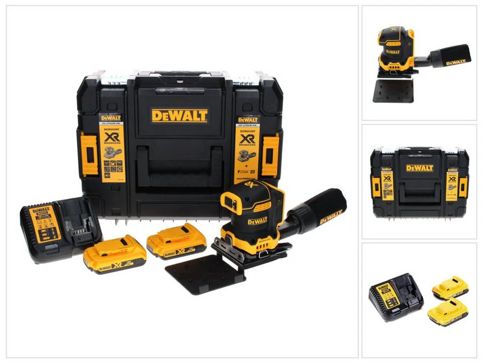DeWalt Akku-Vibrationsschleifer DCW200NT 18 V 108 x 115 mm 2x Akku 2,0 Ah