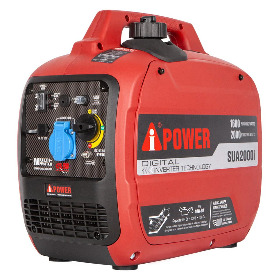 A-iPower SUA2000i Stromerzeuger 2,0 kW Inverter Benzin 4-Takt 230 V USB 63 dB