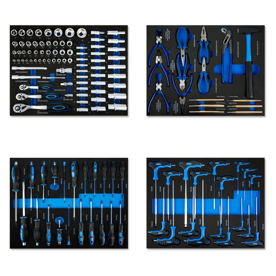 EBERTH WW2-TS4B Werkzeug Set 134 Teile blau schwarz 4 Schubladen