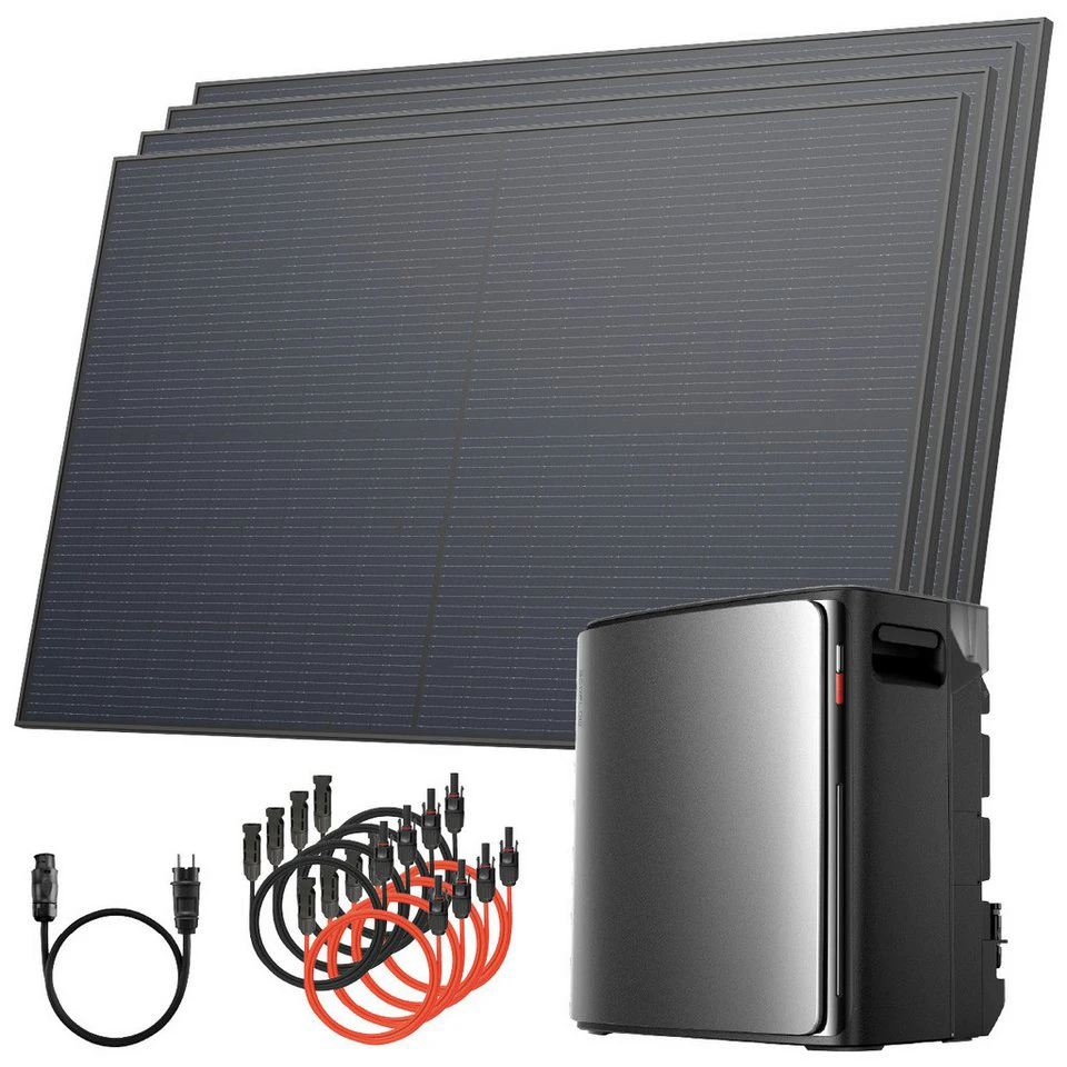 Solarway Balkonkraftwerk 2000Wp 800W Komplettset Steckdose monokristallin EcoFlow Stream Ultra X 3,8 kWh Speicher