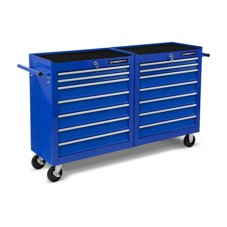 EBERTH Werkstattwagen WW16-1014B 14 Schubladen Metall Doppelwand Blau