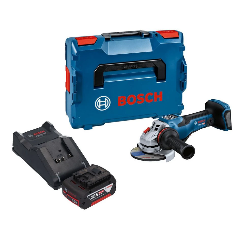 Bosch GWS 18V-15 PSC Professional Akku Winkelschleifer 18V 125 mm mit Akku Ladegerät L-Boxx