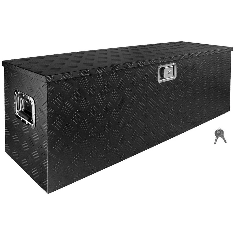 Trucky Anhänger-Deichselbox D210 Schwarz Aluminium 128 x 39 x 46 cm