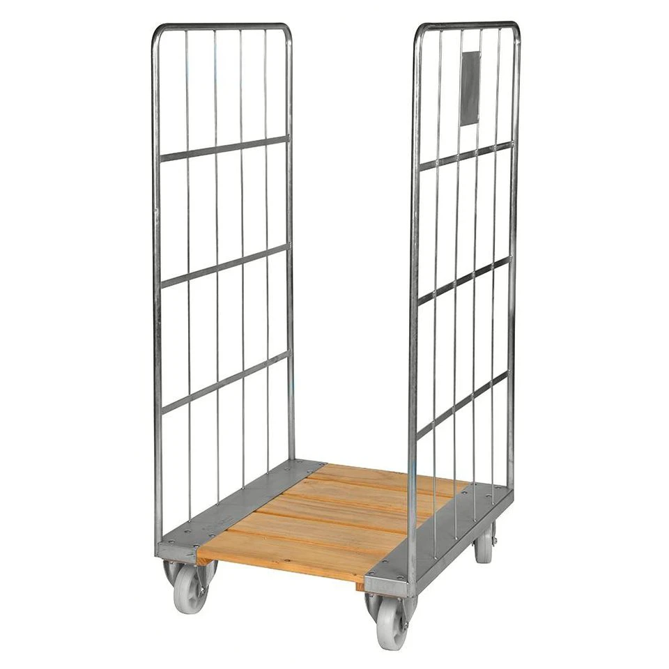 OSWALD Transportgeräte Gitterrollwagen NK84B 2 Seiten 800 x 710 x 1600 mm 400 kg Holzboden verzinkt