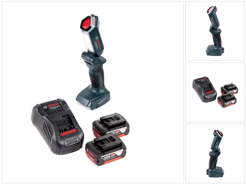 Bosch Professional GLI 18V-300 Akku Lampe mit 2x GBA 18 V 4,0 Ah Akku und GAL 1880