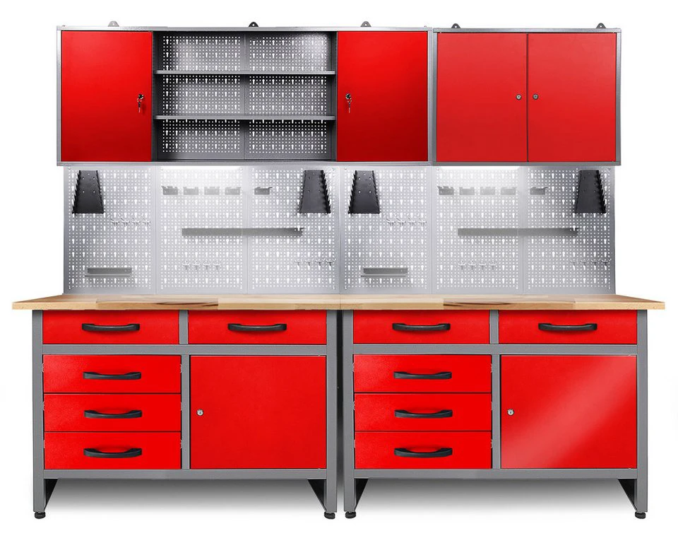 ONDIS24 Werkstatt-Set Holger 240 cm mit 2 Schränken und LED