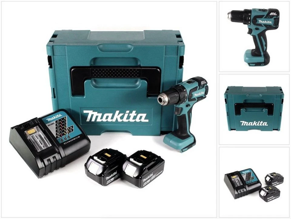 Makita Akku-Bohrschrauber DDF 459 RGJ 18 V 45 Nm mit Makpac und 2x 6,0 Ah Akku