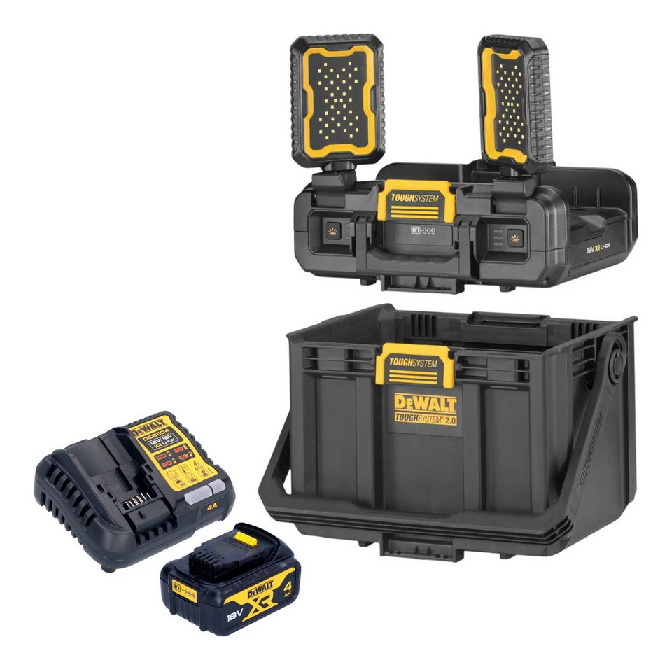 DeWalt Baustrahler DWST08061-1 ToughSystem 2.0 Werkzeugbox 18 V 4,0 Ah Akku Ladegerät