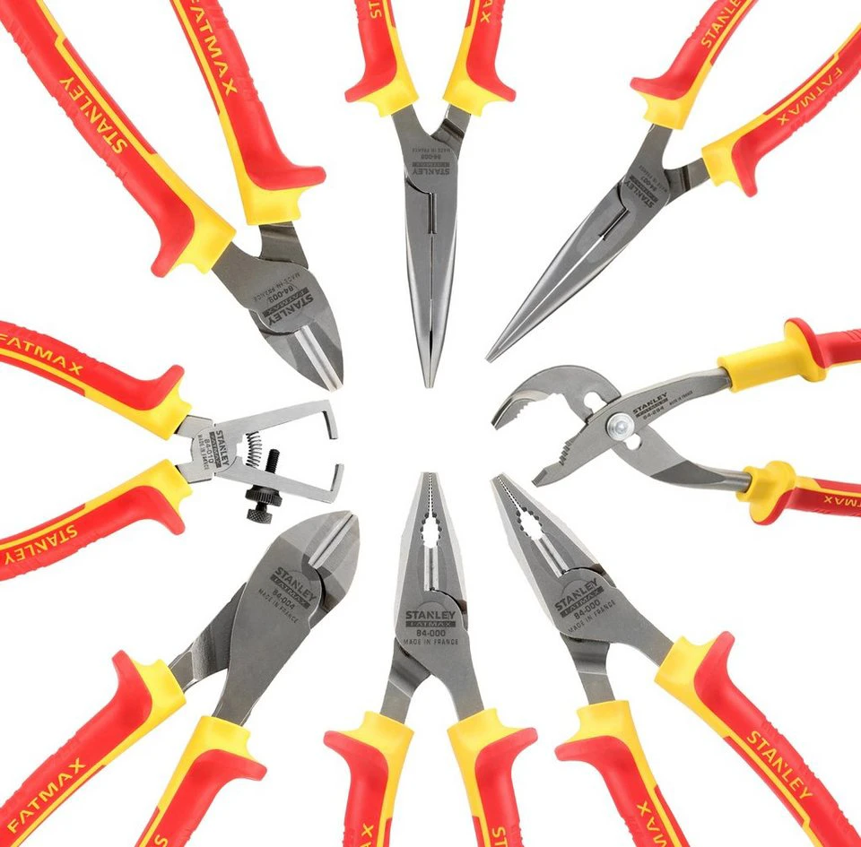 Stanley by Black & Decker Zangenset Kombizange Kraftseitenschneider Flachrundzange VDE