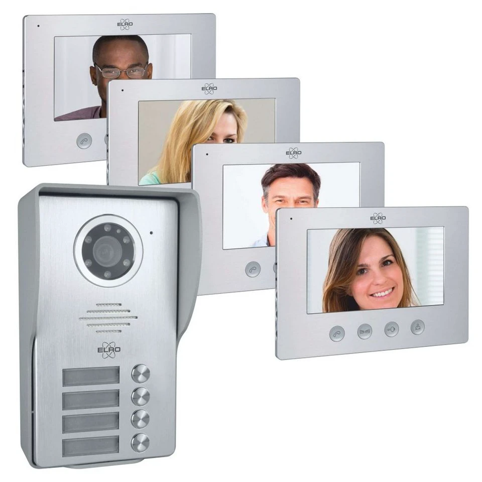 ELRO Smart Home Türklingel DV477W4 Video Gegensprechanlage 4-Familien Außenbereich Innenbereich