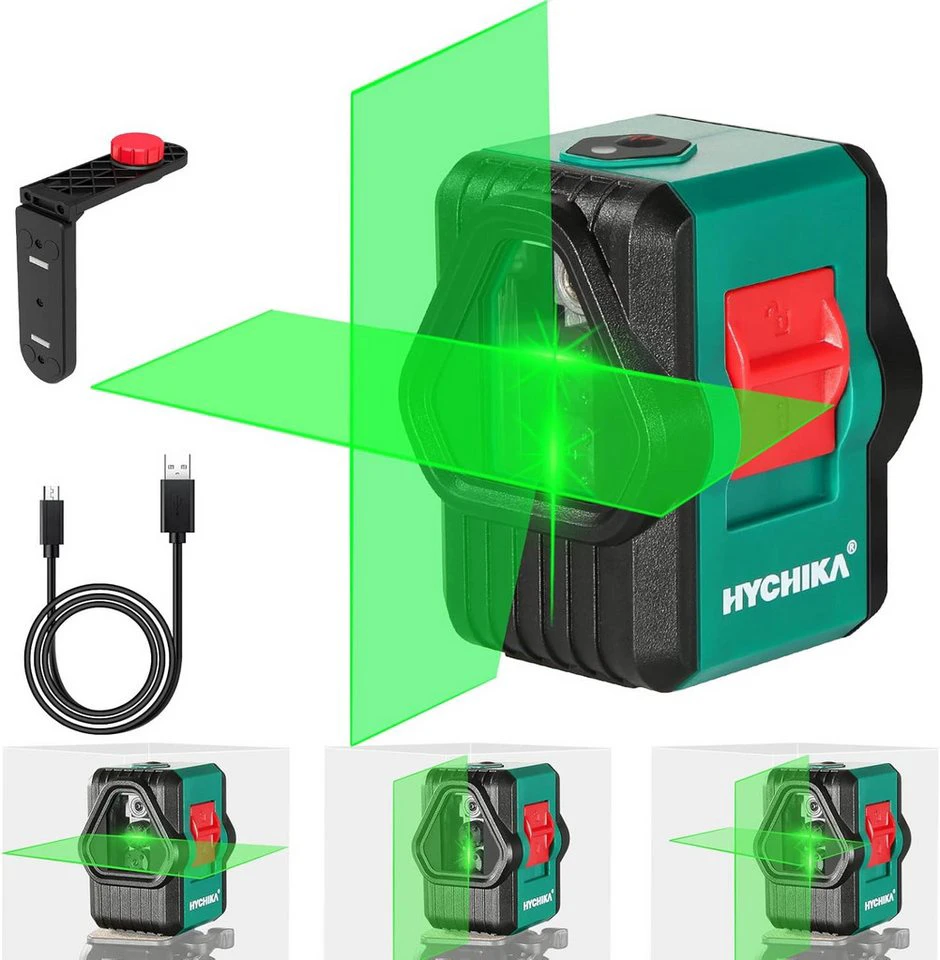HYCHIKA Nivelliergerät Laser Level 45 m Grün Selbstnivellierung 4° USB Akku