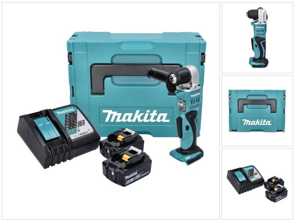 Makita DDA 351 Akku-Winkelbohrmaschine 18 V 13,5 Nm 2x Akku 6,0 Ah