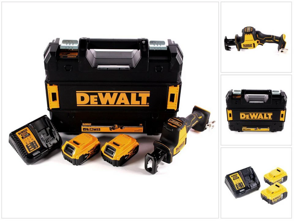 DeWalt DCS369 Akku-Säbelsäge 18 V mit 2x 5,0 Ah Akku Ladegerät TSTAK