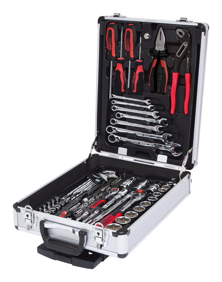 KS Tools Werkzeugkoffer CHROMEplus 90-teilig 1/4" 1/2" Satz Aluminium-Trolley