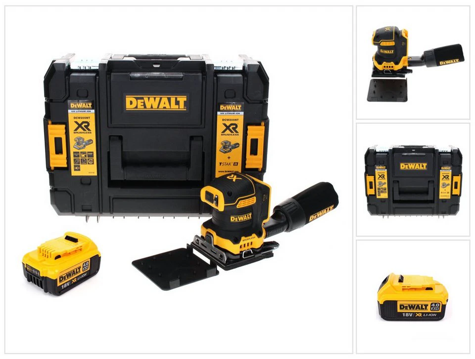 DeWalt Akku-Vibrationsschleifer DCW200NT 18 V 108 x 115 mm mit Akku 4,0 Ah