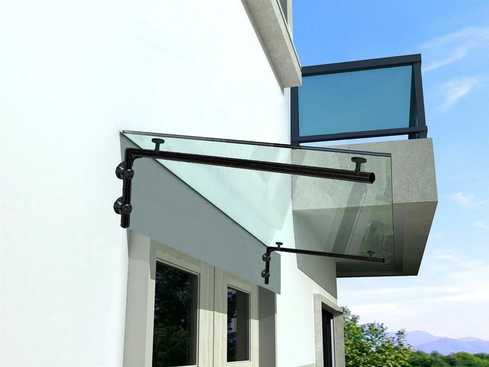 BuyLando.Shop Vordach 180x90 cm Glasvordach transparent klares VSG