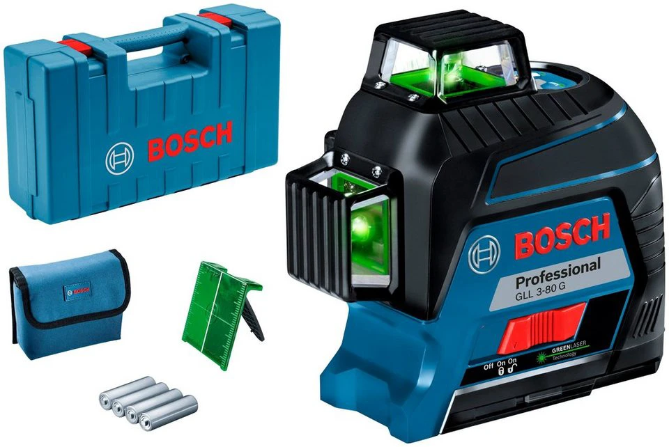 Bosch Professional Linienlaser GLL 3-80 G 3 x 360° grüne Laserlinien 30 m