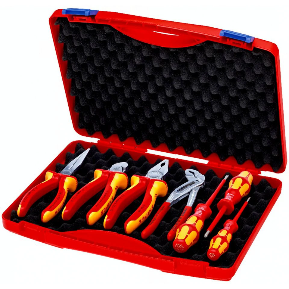 KNIPEX Werkzeug-Box „RED“ Elektro Set 2 7-teilig mit VDE-isolierten Werkzeugen
