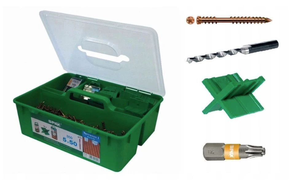SPAX Spax-D Terrassenschrauben 5x50 Antik 850 Stück mit Bonus GreenBox