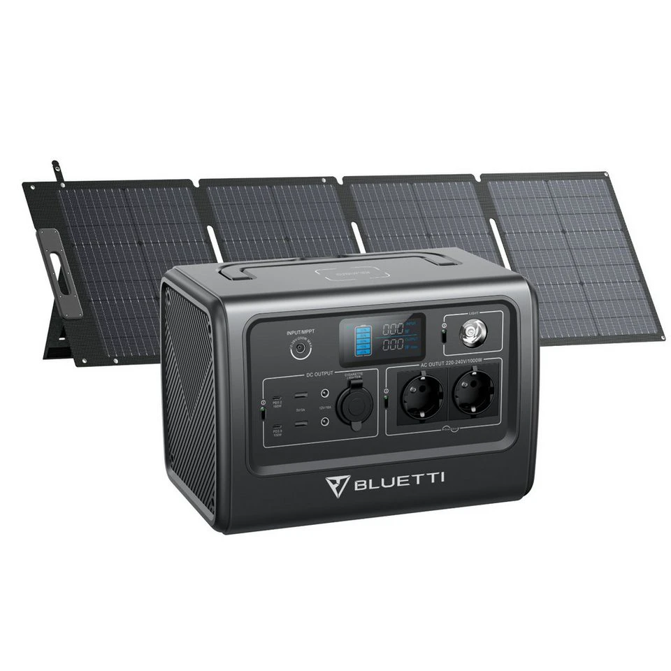BLUETTI EB70 Stromgenerator 716Wh 1000W LiFePO4 mit PV120 Solarpanel 120W
