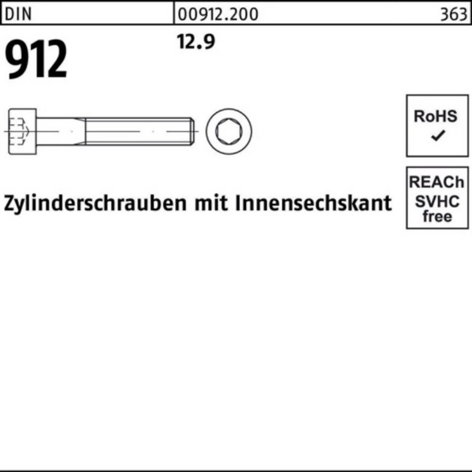Reyher Zylinderschraube M 4 x 110 DIN 912 Innensechskant 12.9 200 Stück